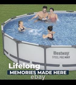 Bestway Steel Pro MAX 14' x 33 Round Above Ground Swimming Pool Set, 530 GPH