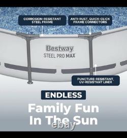 Bestway Steel Pro MAX 14' x 33 Round Above Ground Swimming Pool Set, 530 GPH