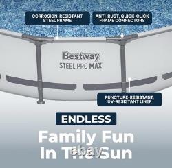 Bestway Steel Pro MAX 14' x 33 Round Above Ground Swimming Pool Set, 530 GPH