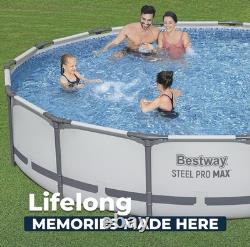 Bestway Steel Pro MAX 14' x 33 Round Above Ground Swimming Pool Set, 530 GPH