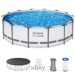 Bestway Steel Pro MAX 14' x 42 Above Ground Swimming Pool Set, Gray (Open Box)