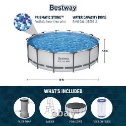 Bestway Steel Pro MAX 14' x 42 Above Ground Swimming Pool Set, Gray (Open Box)