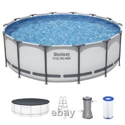 Bestway Steel Pro MAX 14'x48 Round Above Ground Swimming Pool with Pump & Cover