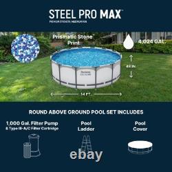 Bestway Steel Pro MAX 14'x48 Round Above Ground Swimming Pool with Pump & Cover