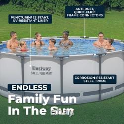 Bestway Steel Pro MAX 14'x48 Round Above Ground Swimming Pool with Pump & Cover