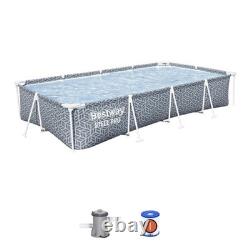 Bestway Steel Pro Rectangle Above Ground Swimming Pool Set, 12' x 6'7 x 26