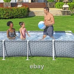 Bestway Steel Pro Rectangle Above Ground Swimming Pool Set, 12' x 6'7 x 26