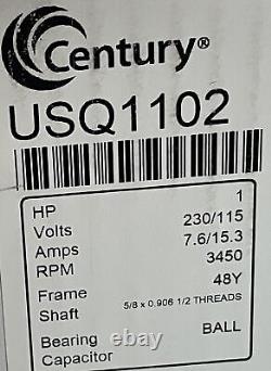 Century USQ1102 Swimming Pool Motor Square Flange 1HP New Factory Sealed