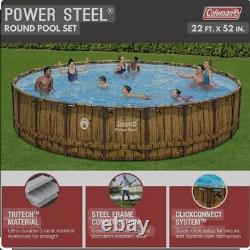 Coleman 22ft X 52in Power Steel Above Ground Swimming Pool Set