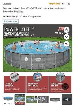 Coleman 22ft X 52in Power Steel Above Ground Swimming Pool Set