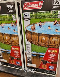 Coleman 22ft X 52in Power Steel Above Ground Swimming Pool Set New