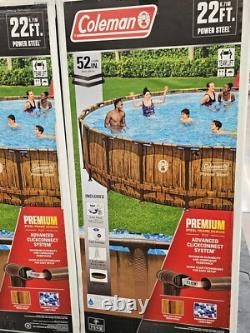 Coleman 22ft X 52in Power Steel Above Ground Swimming Pool Set New