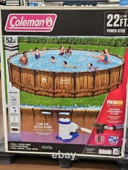 Coleman 22ft X 52in Power Steel Above Ground Swimming Pool Set New