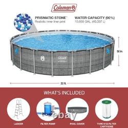 Coleman Power Steel 22' x 52 Frame Above Ground Swimming Pool Set, Gray (Used)