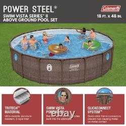 Coleman Power Steel Swim Vista 18' x 48 Above Ground Swimming Pool Set (Used) Coleman Power Steel Swim Vista 18' x 48 Above Ground Swimming Pool Set (Used)