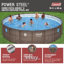 Coleman Power Steel Swim Vista 18' x 48 Above Ground Swimming Pool Set (Used)