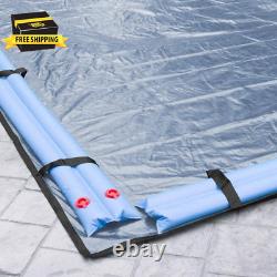 Commercial-Grade 16 Ft. X 32 Ft. Rectangular Slate Blue Winter Pool Cover