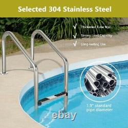 Costway Swimming Pool Ladder In-Ground Stainless Steel 3-Step with Anti-Slip Step