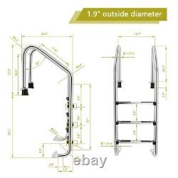 Costway Swimming Pool Ladder In-Ground Stainless Steel 3-Step with Anti-Slip Step