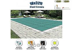 Deluxe 16x32 FT Green Winter Rectangular Inground Swimming Pool Cover Safety