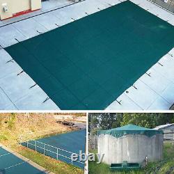 Deluxe 16x32 FT Green Winter Rectangular Inground Swimming Pool Cover Safety
