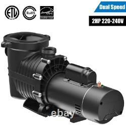Dual Speed 2HP High-Flo INGROUND Swimming POOL PUMP Strainer Energy Saving 230V