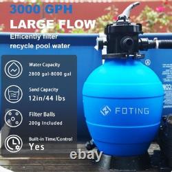 FOTING Sand Filter Pump for Above Ground Pool with Timer, Swimming Pumps System