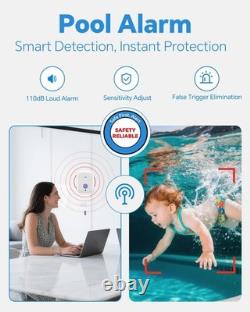 Floating Swimming Pool Safety Alarm, 110dB Loud Wireless, Inground, Above Ground