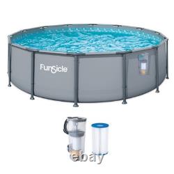 Funsicle 14' x 42 Oasis Round Above Ground Swimming Pool Set, Cool Gray
