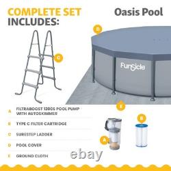 Funsicle 14' x 42 Oasis Round Above Ground Swimming Pool Set, Cool Gray