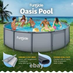 Funsicle 14' x 42 Oasis Round Above Ground Swimming Pool Set, Cool Gray