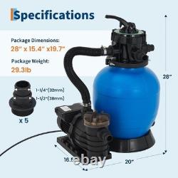 Garvee Sand Filter Pump System Swimming Pool Pump 1/2HP Above/Inground Pool Pump