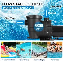 Generic 2HP Swimming Pool Pump In/Above Ground with Motor Strainer Filter Basket