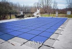 HPI Rectangle BLUE MESH In-Ground Swimming Pool Safety Cover with 4 x 8 End Step