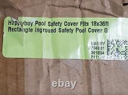 Happybuy Safety Mesh Pool Cover Rectangle Swimming Pool Inground 18 X 36