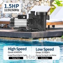 Hayward 1.5HP 2-Speed Swimming Pool Pump Motor Strainer Basket In/Above Ground
