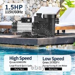 Hayward 1.5HP 2-Speed Swimming Pool Pump Motor Strainer Basket In/Above Ground