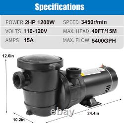 Hayward 2HP Above/Inground Swimming Pool Pump Motor 96GPM 49' Max 1.5in NPT 115V
