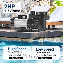 Hayward 2HP Variable 2-Speed Swimming Pool Pump Motor Strainer In/Above Ground