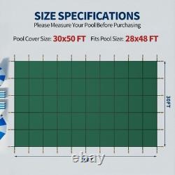 Heavy Duty Mesh Pool Safety Cover for 28x48ft Inground Pools, Green with Hardware