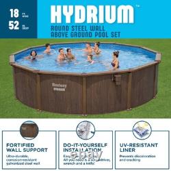 Hydrium 18'x52 Round Steel Wall Above Ground Swimming Pool Set, Brown(Open Box)