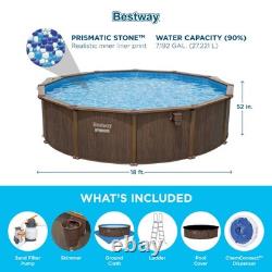 Hydrium 18'x52 Round Steel Wall Above Ground Swimming Pool Set, Brown(Open Box)