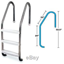 Hydrotools 87905 3 Step In-Ground Swimming Pool Stainless Steel Ladder Steps