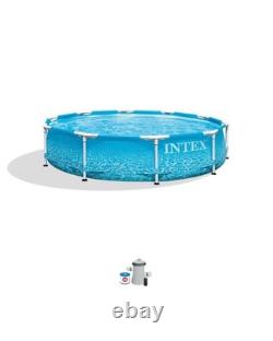 INTEX 28207EH Beachside Metal Frame Above Ground Swimming Pool Set 10ft x 30in