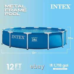 INTEX 28210EP Metal Frame 12 ft x 30 in Above Ground Pool Round Swimming Pool