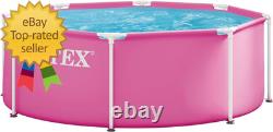INTEX Metal Frame 8Ft X 30In round above Ground Swimming Pool, Pink