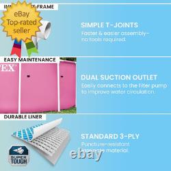 INTEX Metal Frame 8Ft X 30In round above Ground Swimming Pool, Pink