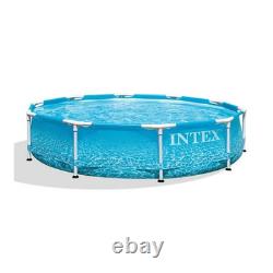 INTEX Round Metal Frame 10ft x 30in Above Ground Swimming Pool Set Blue