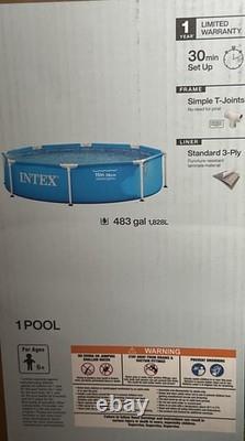 INTEX Round Metal Frame 8ft x 20in Above Ground Swimming Pool Set, Blue