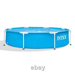 INTEX Round Metal Frame 8ft x 20in Above Ground Swimming Pool Set, Blue